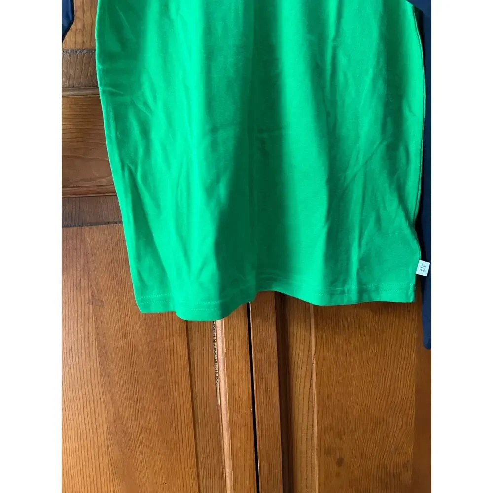 Gap Kids Boys' Color-Blocked Raglan Long-Sleeve T-Shirt Blue/Green Size M 8-9